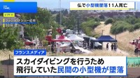 フランス東部で小型機墜落 11人死亡 スカイダイビングのため飛行、離陸直後に垂直に落下したという目撃情報も