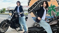 【 彩雪 】　愛車ハーレーで「バイク乗りの休日」を満喫　ライダーズカフェでカレーとスイーツを堪能する姿に「素敵なひと時」「バイク姿カッコいい」と反響