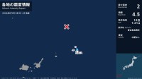 沖縄県で最大震度2の地震　沖縄県・宮古島市