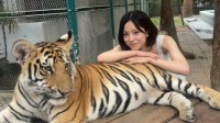 【 當真あみ 】トラとのツーショット公開に驚きの反響続々「あみちゃんワイルド」「度胸ありますね」