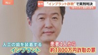 インプラント治療めぐり患者4人から約1800万円詐取　千葉市の歯科医院・元院長の男に懲役4年6か月の実刑判決　被害者は憤り「1円も返済されていない」