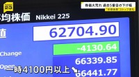日経平均株価・一時4100円以上の大幅下落　過去5番目の下げ幅で取引終了　キオクシアはストップ安…先月60兆円の時価総額が28兆円に