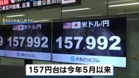 急速に円高進む 一時1ドル＝157円後半に 今年5月中旬以来の水準　為替介入の可能性も　大きな値動き続く