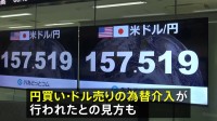 円相場 一時1ドル＝157円台半ばまで急騰　市場関係者“為替介入の可能性” 米財務長官「やること」メモには「50億ドルから100億ドル 日本円を買う」
