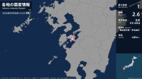 熊本県で最大震度1の地震　熊本県・上天草市