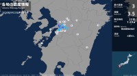 熊本県で最大震度3の地震　熊本県・宇土市、宇城市