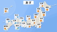 あす（4日）沖縄は大体晴れる予想　西日本は前線などの影響で雲が広がりやすく午後は広い範囲で雨が降る見込み　東日本は雲多めながらも日差しが届きそう
