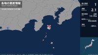 東京都で最大震度1の地震　東京都・伊豆大島町