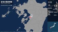 長崎県、熊本県で最大震度1の地震　長崎県・雲仙市、熊本県・熊本西区、宇土市、宇城市、嘉島町