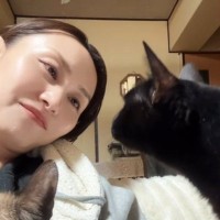 黒猫と見つめあう飼い主さん→首をかしげてみると……『まさかの展開』が可愛すぎると17万再生「ラブが溢れてる」「人生で一番高い声出た」