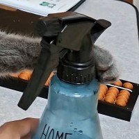 くつろいでいた猫→スプレーボトルをそっと前足に押し当てたら…『微笑ましいやり取り』に反響「地味にツボったｗ」「伸びきったあんよ好き」