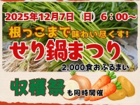 宮城県名取市「せり鍋まつり」2025開催！地元名取産のせりを使った鍋2000食を無料で提供