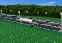 エクソル、福知山市のテニスコートに太陽光発電設備付き観客席屋根を寄付