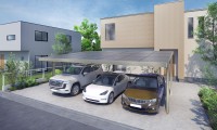住宅用ソーラーカーポート「Harmost」に中間柱なしの3台用モデルが登場