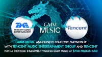 GMM MusicがTencent Music Entertainment GroupおよびTencentとの戦略的提携を発表、戦略的投資によりGMM Musicの評価額は7億米ドルに