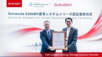 Sunwoda、「SMART ENERGY WEEK 2026」で836kWh液冷ESSがTÜV RheinlandのCE-EMC適合証明を取得