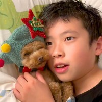 犬と寝転がる男の子に『クリスマスは何が欲しい？』と質問した結果…『まさかの回答』が男前すぎると132万再生「人生何回目？」「素敵すぎ」