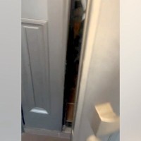 玄関を開けたら『いないはずの大型犬』が…もはや笑うしかない"衝撃的な光景"と『まさかの結末』が25万再生「大胆に破壊されてて草」と爆笑