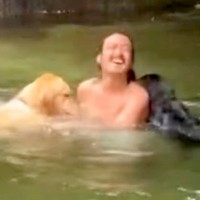 川に飛び込むパパ→心配した大型犬が…もはやありがた迷惑な『過干渉すぎる行動』が380万再生「めっちゃ愛されてるｗ」「お互い遊べないの草」