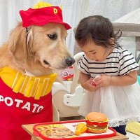 飲食店ごっこをする小さな女の子→犬が『店員さん役』に任命され…優しすぎる『まさかの対応』が46万再生「表情がｗ」「可愛いの大渋滞」と反響