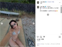 水原希子、ドット柄の水着姿で夏満喫ショット公開！「すてきすぎる」「幸せそう」