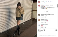 加護亜依、ミニスカ＆ブーツの美脚コーデ公開！「可愛い」「足長っ」